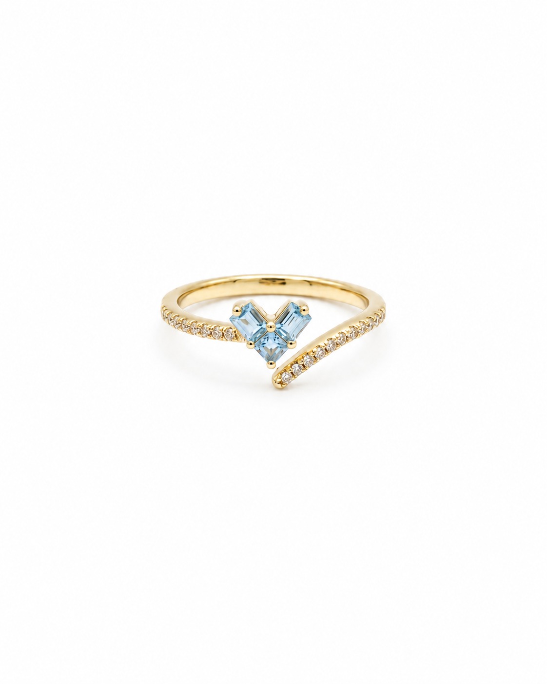Blue Crystal Heart Bypass Ring